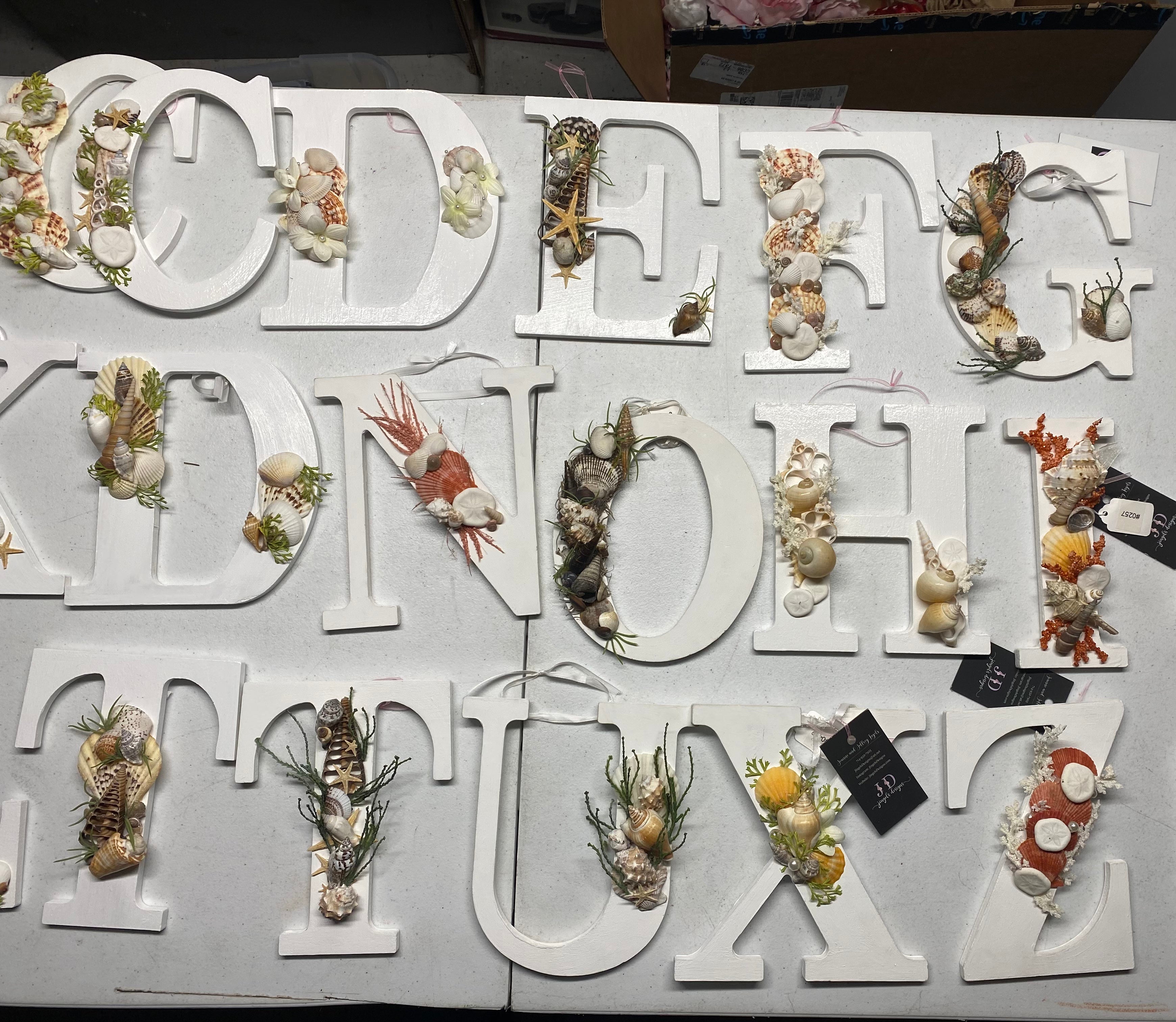White Alphabet Letter (A-Z) with seashells