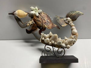 Shell-adorned metal Mermaid