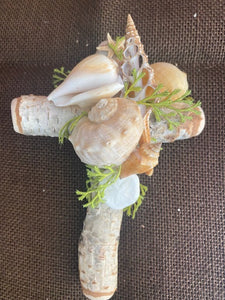 Rustic Wooden Cross with Shells - Small